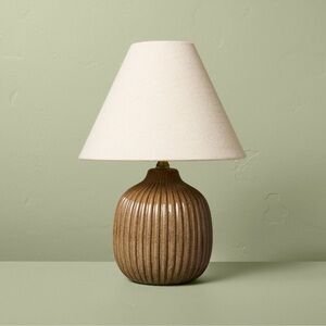 Ribbed Ceramic Table Lamp Brown/Oatmeal from Hearth & Hand™ with Magnolia